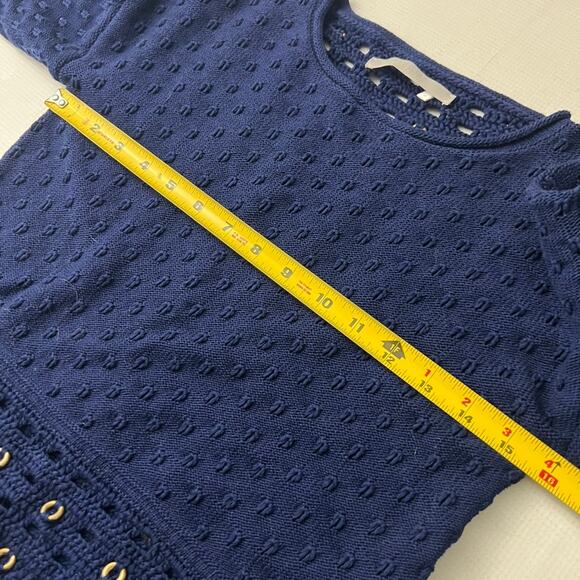 One Grey Day Blue Grommet Knit Sweater Women Size 2 or small - Picture 3 of 9